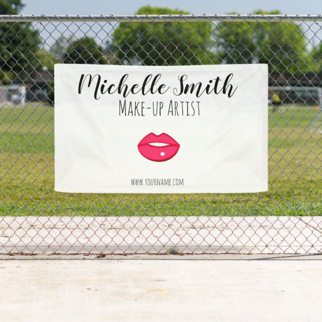 Makeup artist pink lips bold modern beauty salon  banner (Insitu)