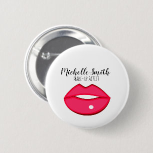 Makeup artist pink lips bold modern beauty salon button