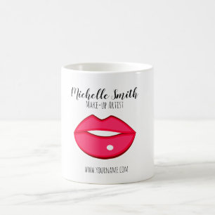Makeup artist pink lips bold modern beauty salon  coffee mug