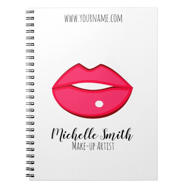 Makeup artist pink lips bold modern beauty salon  notebook (Front)