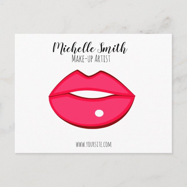 Makeup artist pink lips bold modern beauty salon  postcard (Front)