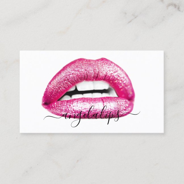 Makeup Artist Pink Lips modern Business Card