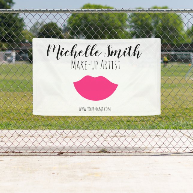 Makeup Artist Pink Lips Modern Chic Beauty Salon  Banner (Insitu)