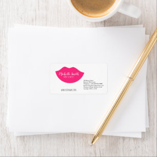 Makeup Artist Pink Lips Modern Chic Beauty Salon Label