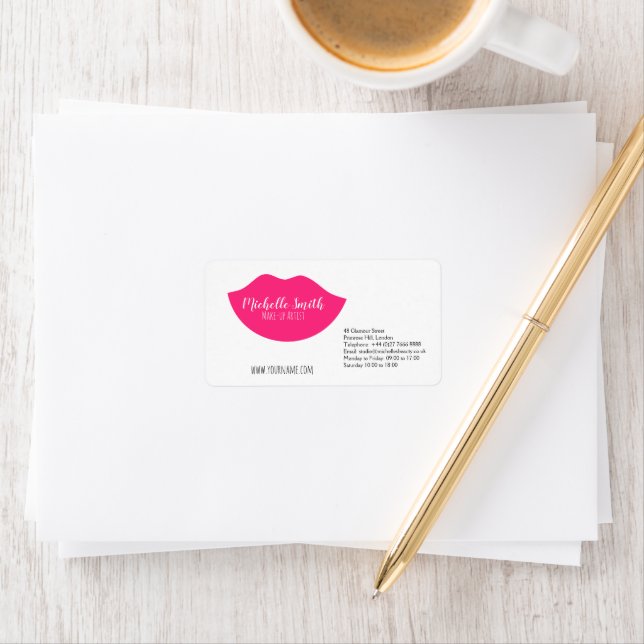 Makeup Artist Pink Lips Modern Chic Beauty Salon  Label (Insitu)