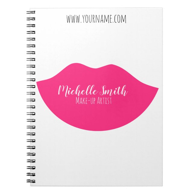 Makeup Artist Pink Lips Modern Chic Beauty Salon  Notebook (Front)
