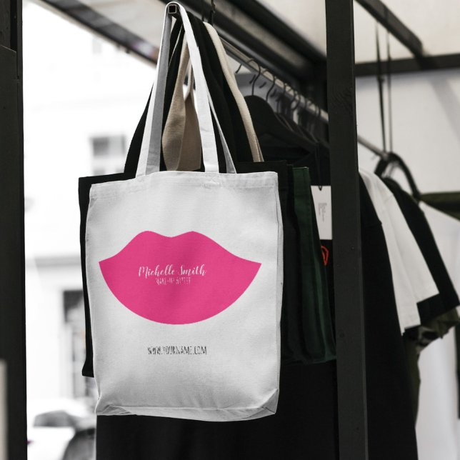 Makeup Artist Pink Lips Modern Chic Beauty Salon  Tote Bag (Creator Uploaded)