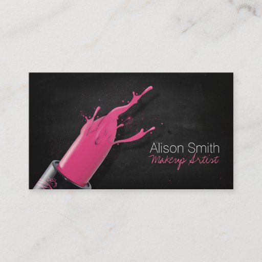 Customizable Makeup Artist/Pink Lipstick Business Cards