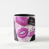 Makeup Artist Pink Lipstick Kiss Beauty Salon Mug (Center)