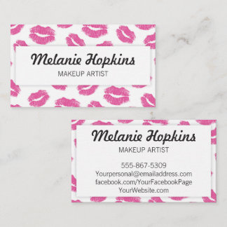 Makeup Artist Pink Lipstick Kisses Business Card