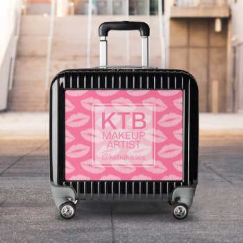 Makeup Artist Pink Lipstick Lips Custom Luggage by kissthebridesmaid at Zazzle