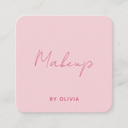 Makeup Artist Pink Modern Minimal Square Business Card