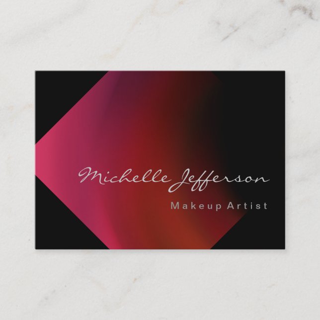 Makeup Artist Pink Red Purple Black Business Card (Front)