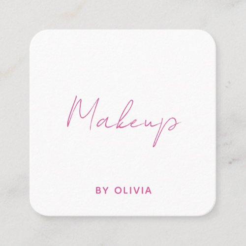 Makeup Artist Pink White Modern Minimal  Square Business Card