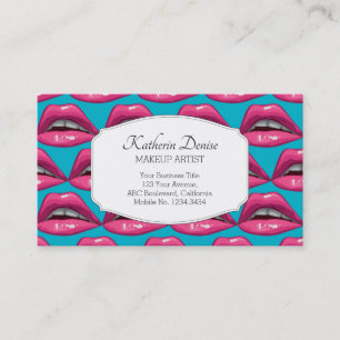 Makeup Artist Pop Art Pink Lips Business Card