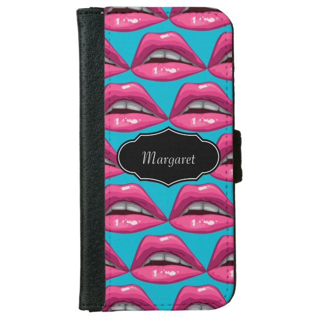 Makeup Artist Pop Art Pink Lips iPhone Wallet Case (Front)