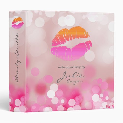 Makeup Artist Portfolio Binder Pink Lips  Lights