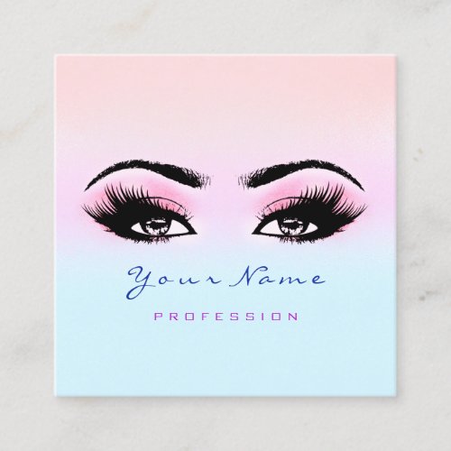 Makeup Artist Professional Eyeash Blue Paste  Pink Square Business Card