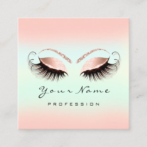 Makeup Artist Professional Eyeash Pink Blush Square Business Card