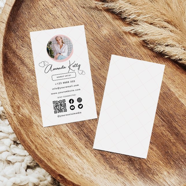 Makeup Artist Professional Scannable QR Code Business Card (Creator Uploaded)