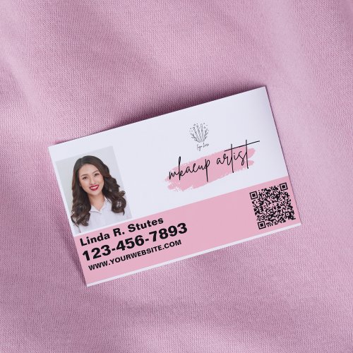 Makeup Artist Profissional Contact Info Pink Blush Business Card