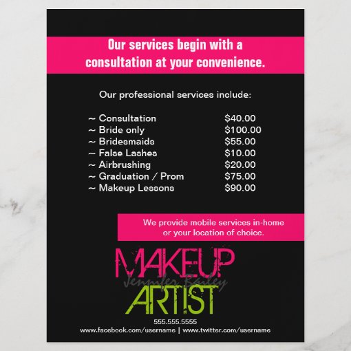 Makeup Artist Promotional Flyer | Zazzle