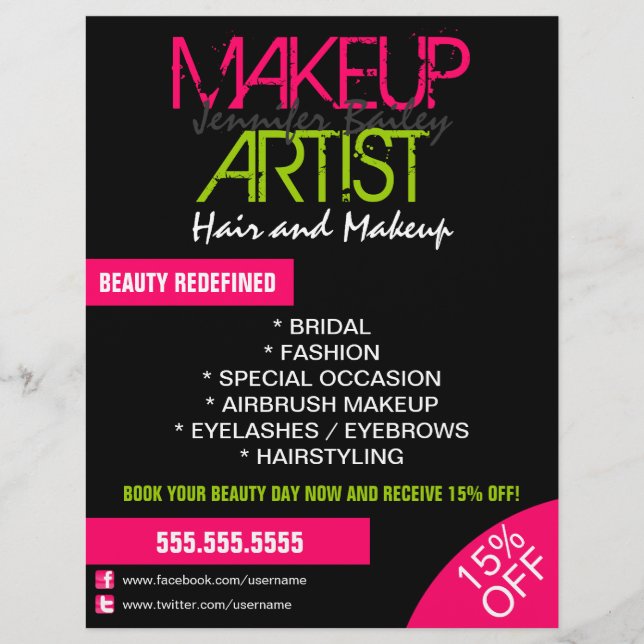 Makeup Artist Promotional Flyer (Front)