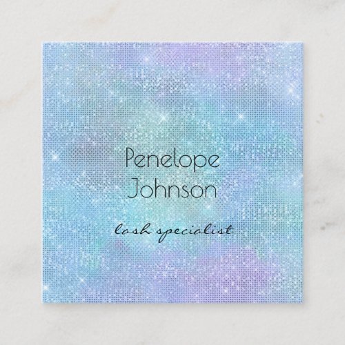 Makeup Artist Purple and Blue Shiny Elegant Square Business Card