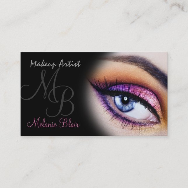 Makeup Artist Purple Blue Eye Business Card (Front)