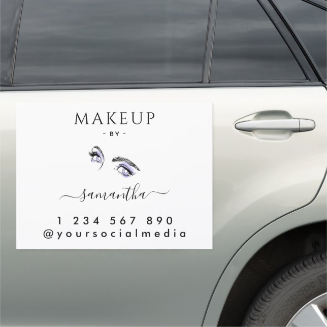 Makeup Artist Purple Eye Brow Social Media Car Magnet (In Situ)