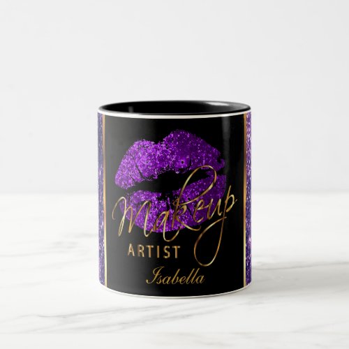 Makeup Artist Purple Glitter Lips Two_Tone Coffee Mug