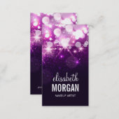 Makeup Artist - Purple Glitter Sparkles Business Card (Front/Back)