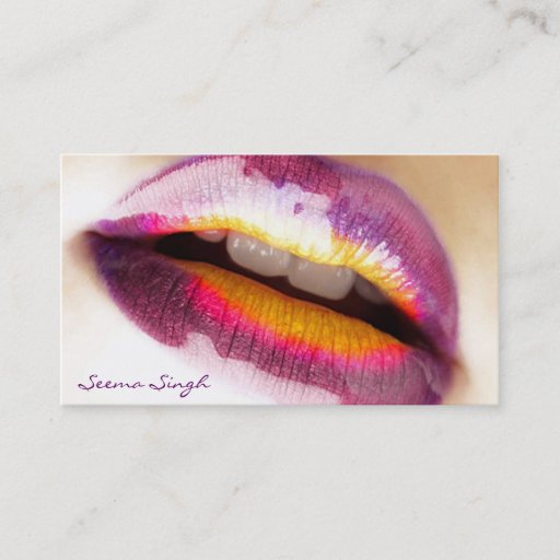 Customizable Makeup Artist Purple Lipgloss Business Card Template