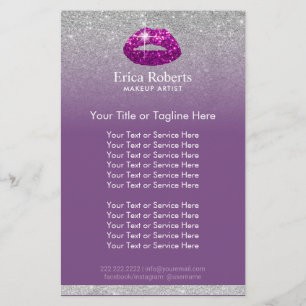 Makeup Artist Purple Lips Silver Glitter Salon Flyer