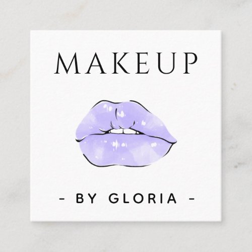 Makeup Artist Purple Lips Social Media  QR Code Square Business Card