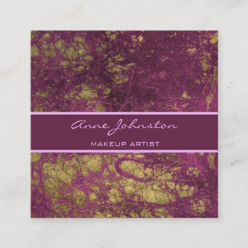 Makeup Artist Purple Marble Square Business Card