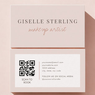 Makeup Artist QR Code Blush Pink  Business Card