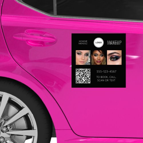 Makeup Artist QR Code Photo Collage Salon Mobile Car Magnet