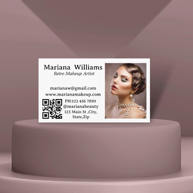 makeup artist  qr code photo simple modern business card (Creator Uploaded)