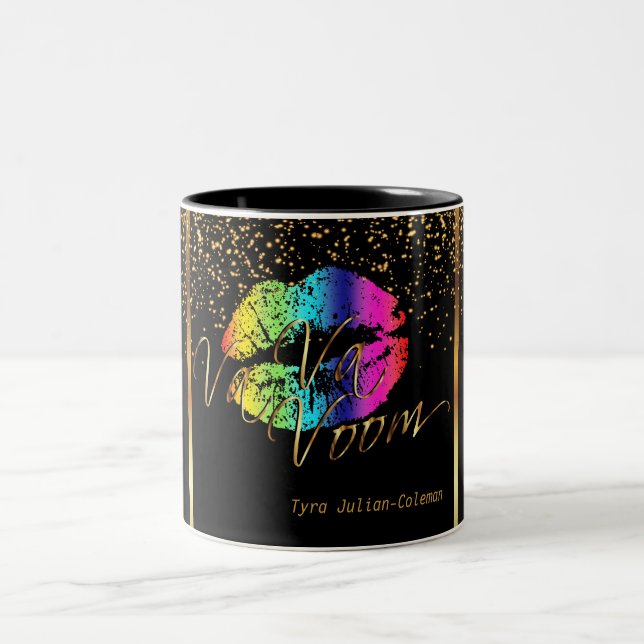 Makeup Artist Rainbow Lips Two-Tone Coffee Mug (Center)