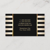 Makeup Artist Red Glitter Lips Gold Stripes Business Card (Back)