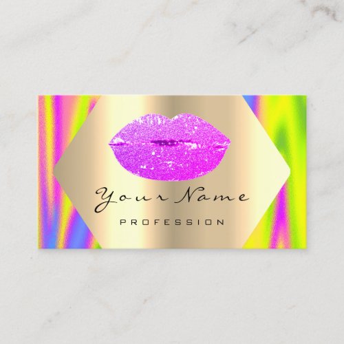 Makeup Artist Red Kiss LIPS  Pink Holograph Business Card