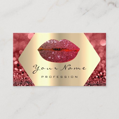 Makeup Artist Red Kiss LIPS  Rose Glitter Glam Business Card