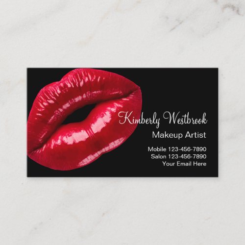 Makeup Artist Red Lips Business Card