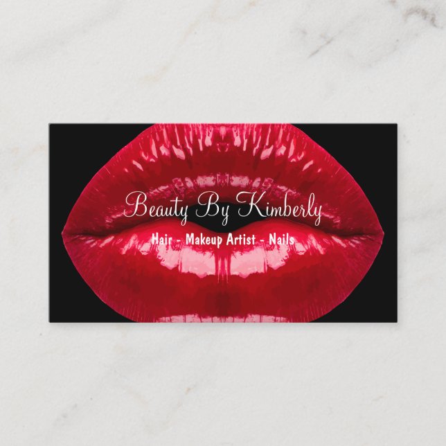 Makeup Artist Red Lips Business Card (Front)