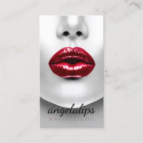 Makeup Artist Red lips Elegant Business Card