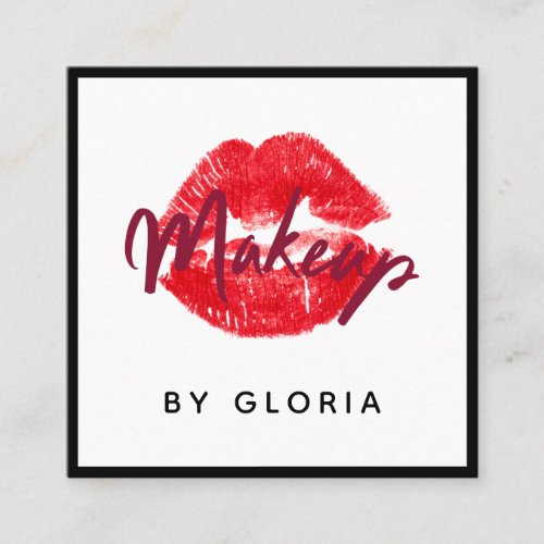 Makeup Artist Red Lips Lipstick Stain Social Media Square Business Card