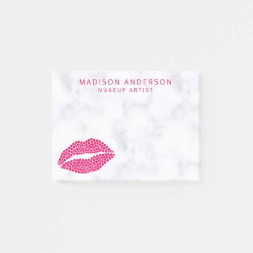 Makeup Artist  Red Lips Modern Dot Personalized Post_it Notes