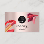 Makeup Artist Red Lipstick Custom Photo QR Code Business Card
