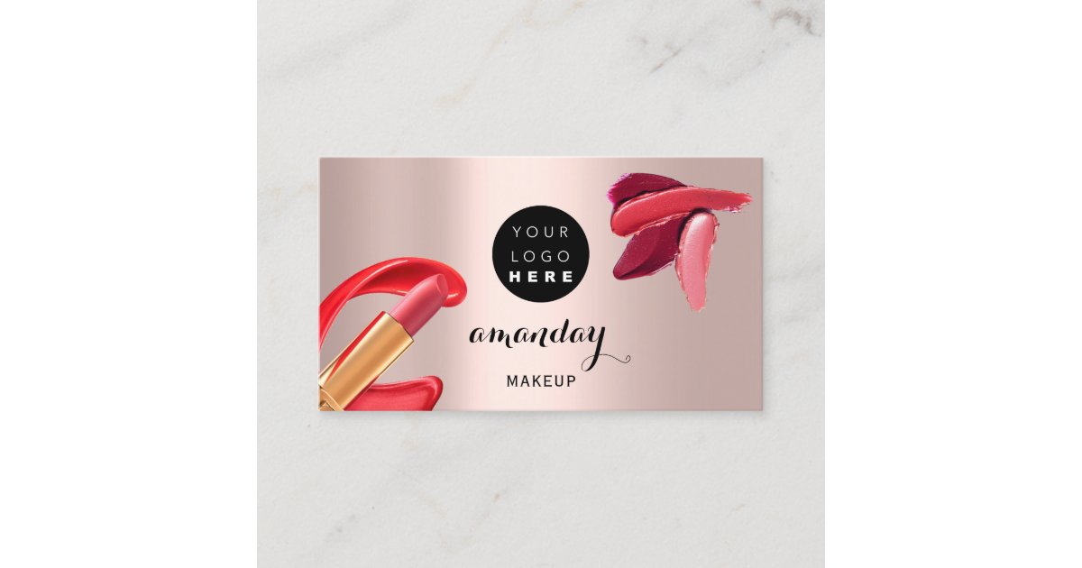 Makeup Artist Red Lipstick Custom Photo QR Code Business Card | Zazzle